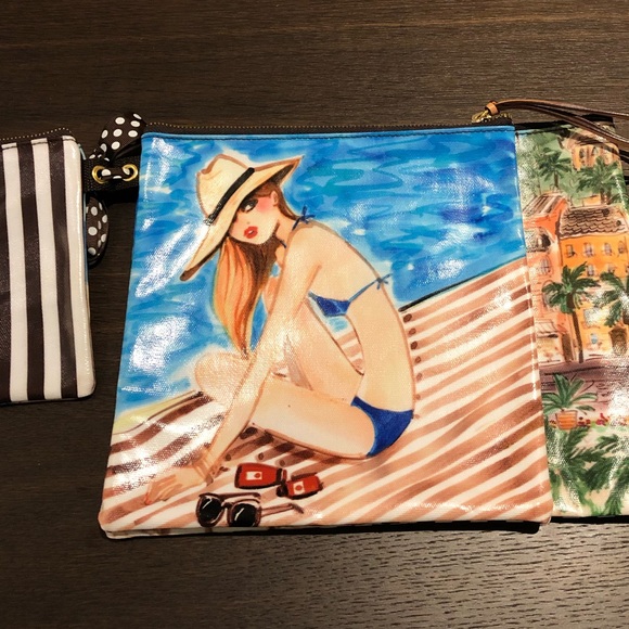 Set of 3 Henri Bendel Beach Watercolor Pouches - Picture 6 of 7